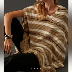Anthropologie Striped Poncho Sweater